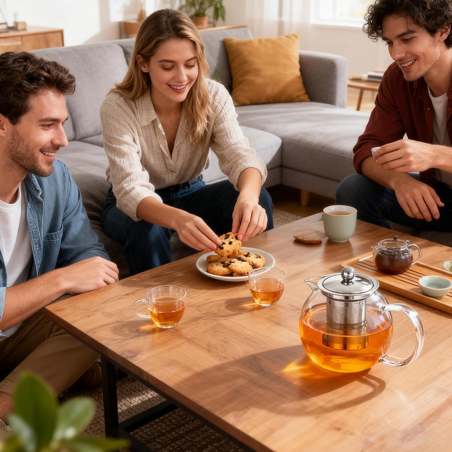 XFLYP 600 ml Teapot Glass Tea Maker with Removable Stainless Steel Strainer, Tea Strainer Glass Tea Maker with Lid, Perfect for Loose Tea and Coffee Tea Bags, Heat Resistant & Transparent