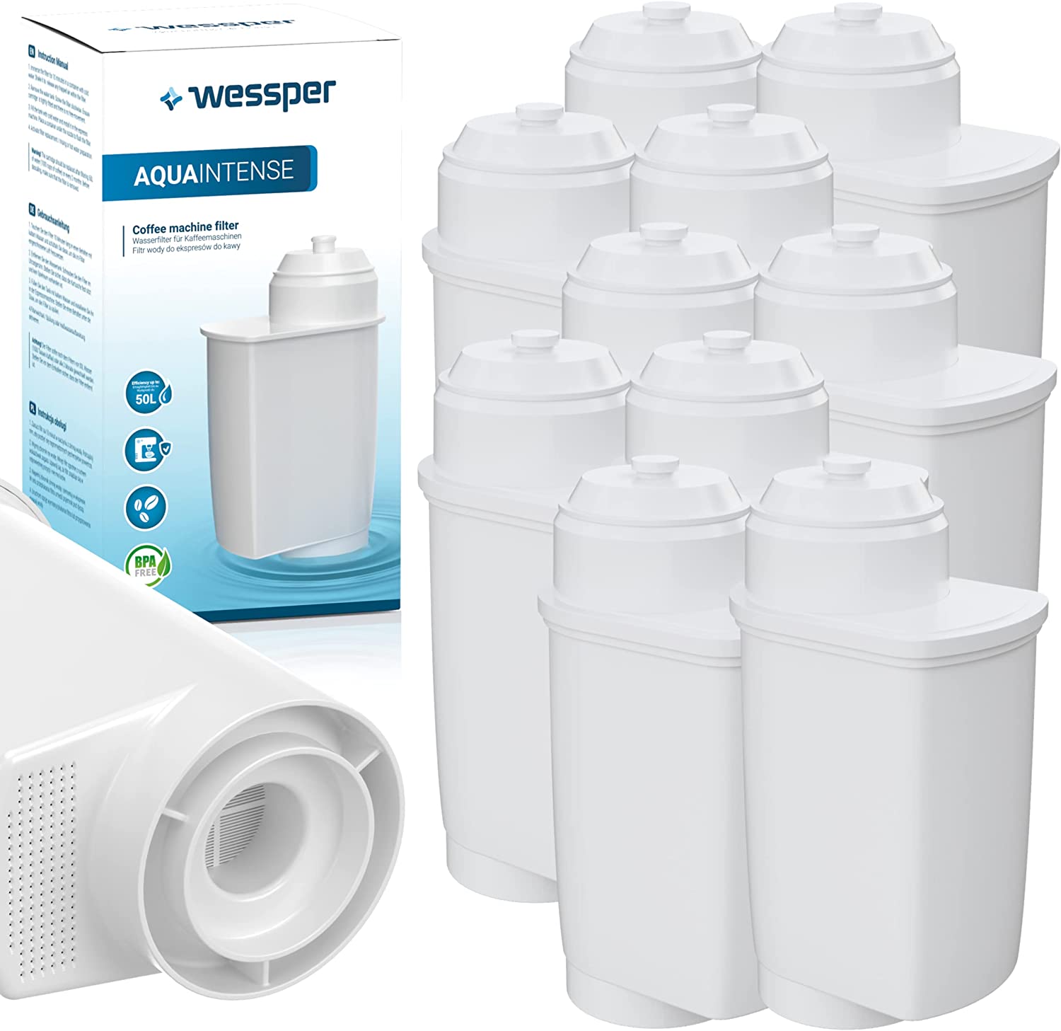 Wessper Water Filter for Siemens EQ6 TZ70003 Brita Intenza Filter for Fully Automatic Coffee Machines EQ Series Compatible EQ 6 Plus S700 TE657503de Bosch 12008246 (3,4,6,10 Pack)