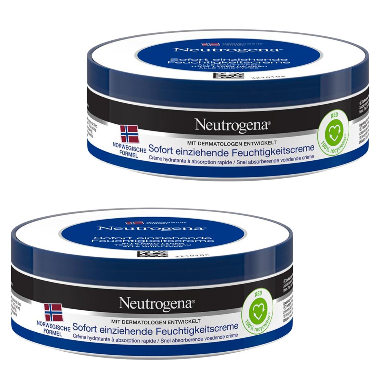 2 x Neutrogena Norwegian Formula Instant Absorbing Moisturizing Cream 200ml Each