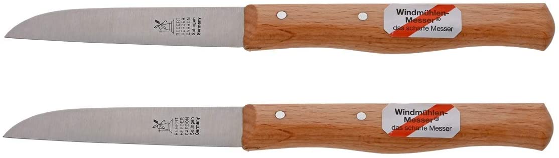Windmühle Windmill Robert Herder Solingen Kitchen Knife Vegetable Knife Paring Knife, Carbon Steel, Set of 2 x 18 cm
