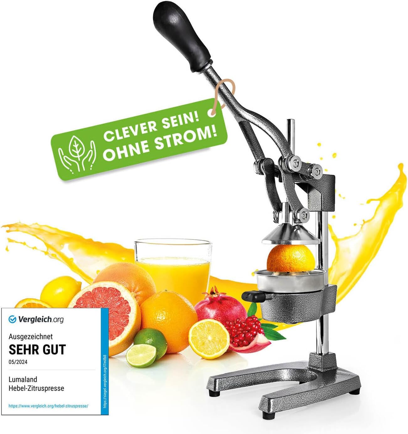 Lumaland Juicer Made of Stainless Steel, High-quality Citrus Juicer With Lever In Various Designs