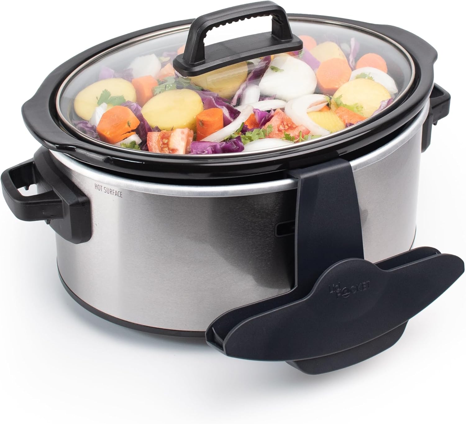 Lid Pocket Slow Cooker Lid Holder, Suitable for Most Slow Cookers, Hands-Free Design Keeps Worktops Clean, Unique Casserole Organizer, Works with Most Bows