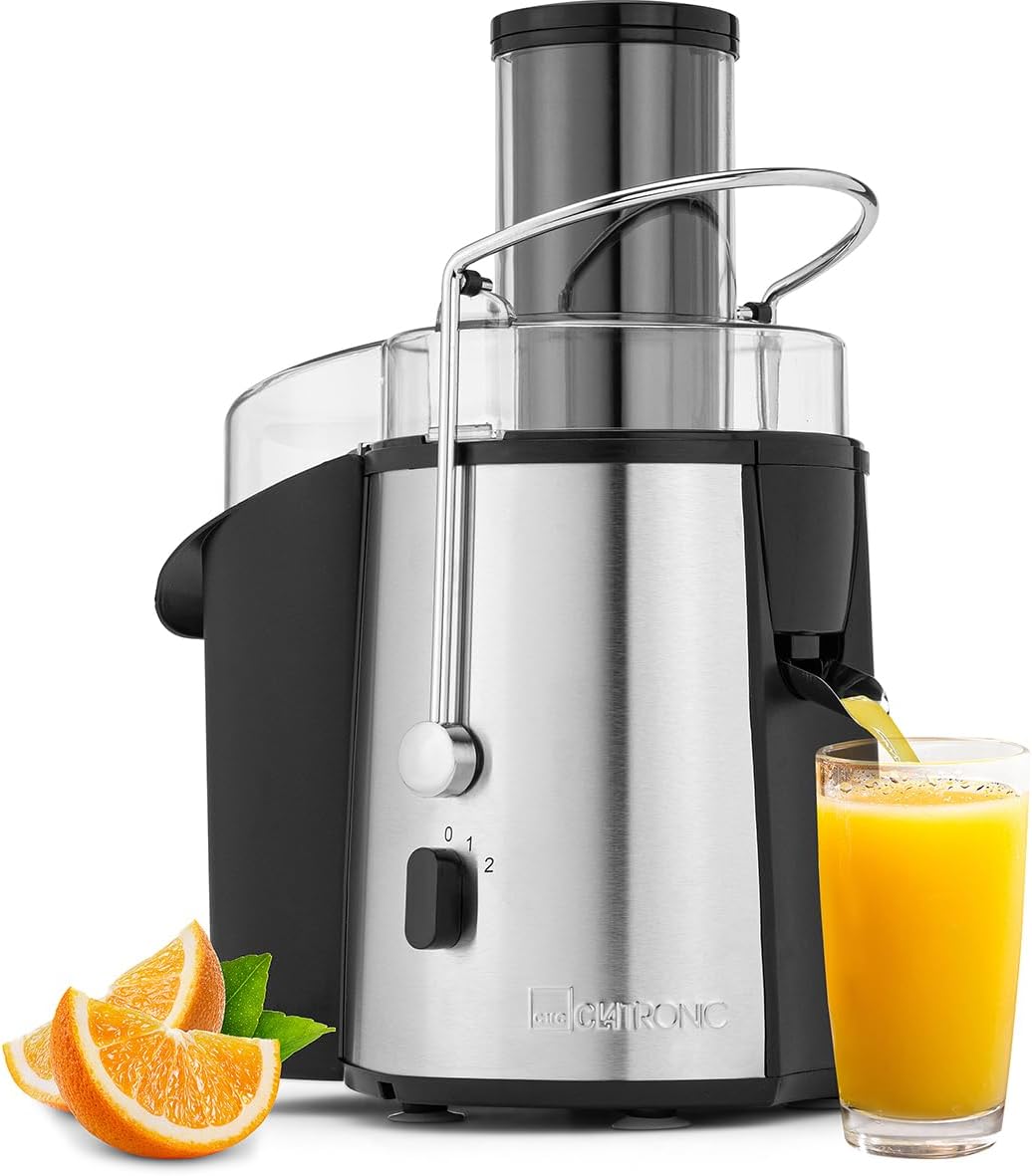 Clatronic Juicer | Chop Whole Fruits | Large Filling Chute | Slow juicer | Drip Stop for Clean Work | Easy Cleaning | 1000W | Juicer Vegetables and Fruit | Juicer | AE 3532