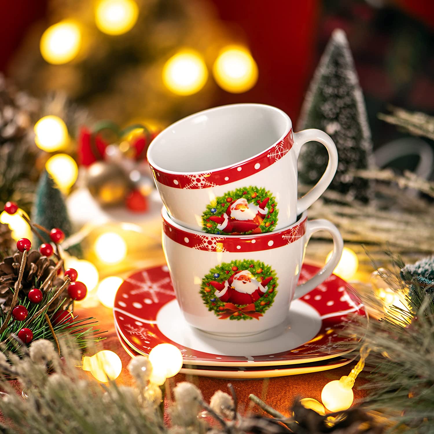 VEWEET, Dinner service set, porcelain crockery set, coffee service, dinner service for Christmas