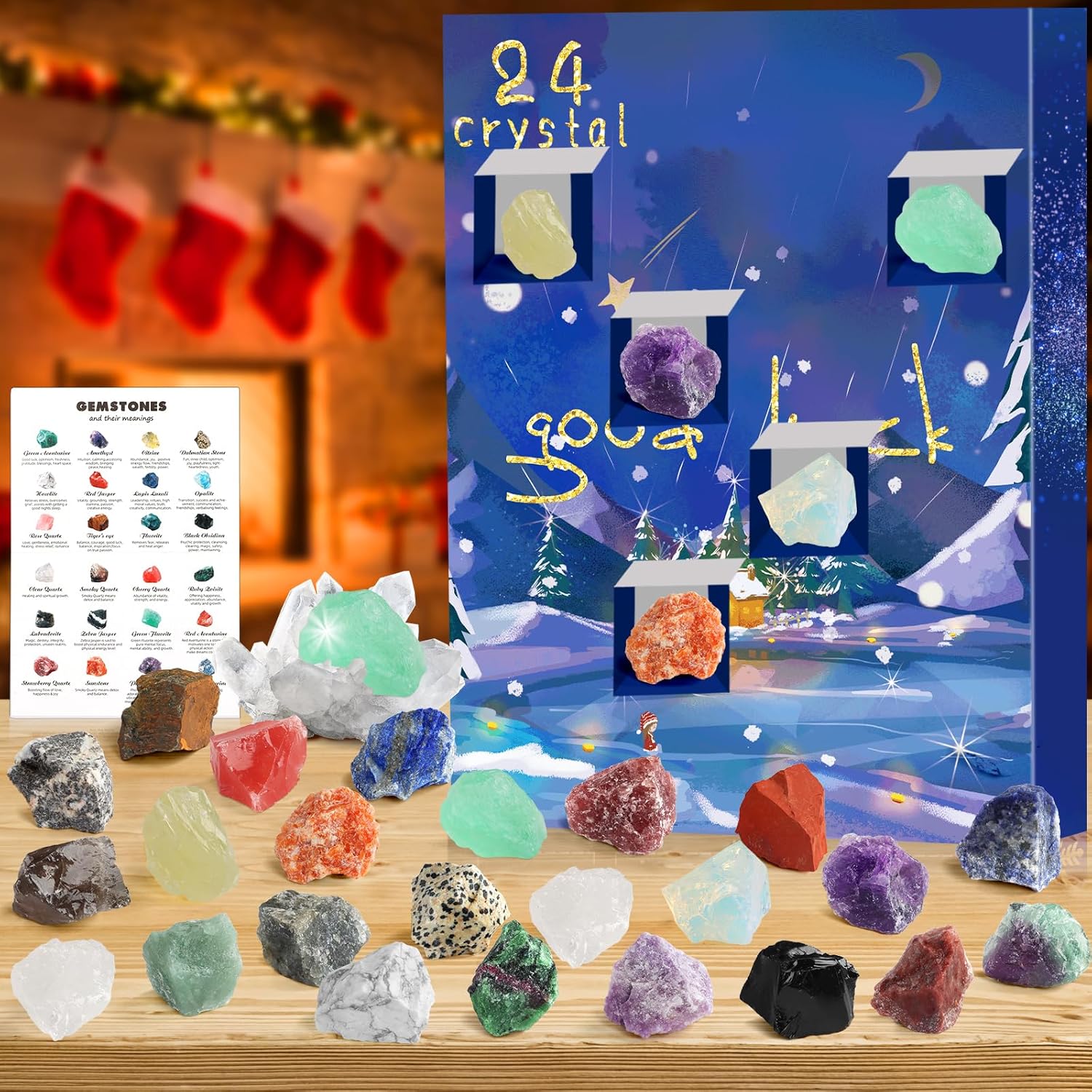 RAMXCION Advent Calendar 2024 Crystals for Children, 24 Crystals Minerals Gemstones Christmas Countdown Advent Calendar, Gemstone Christmas Advent Countdown Calendar for Boys Girls (#2)