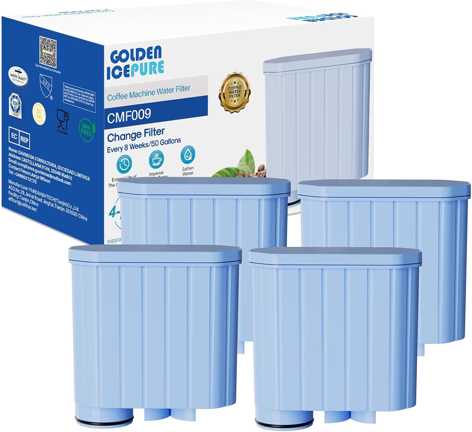 GOLDEN ICEPURE Water Filter Coffee Machine for Philips Aqua Clean Filter and Saeco Aqua Clean Water Filter, CA6903/10 CA6903/22 CA6903, Pack of 4