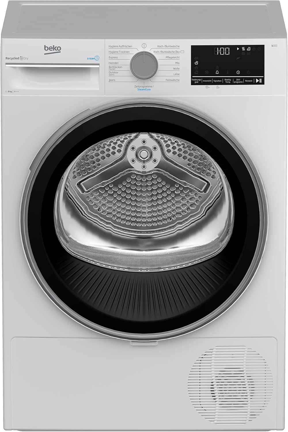 Beko B3T22491 Heat Pump Dryer / 8 kg / Steam Function / ProSmart Inverter Motor / Multifunctional Display / 15 Programs Stainless Steel White