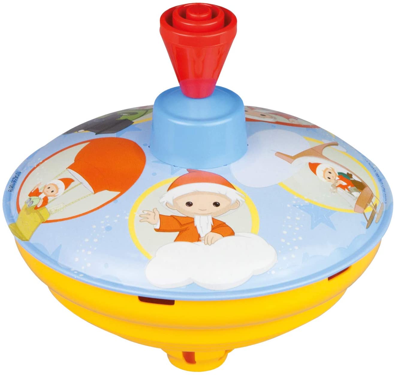 Lena 52451 Friends Humming Spinning Top Sandman Diameter 13 cm Metal Swing Spinning Top Pump Sheet Metal with Sandman Motif Spinning Top with Stand Tip Toy for Children 18 Months and Above