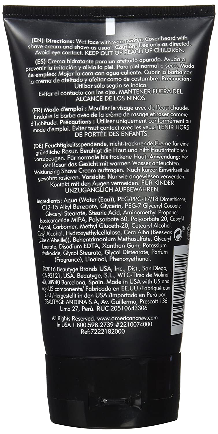 AMERICAN CREW Moisturising Shave Cream 150ml Foaming Shaving Cream with Avocado Oil & Aloe Vera Care Product with Vitamins for Dry & Sensitive Skin Prevents Irritation