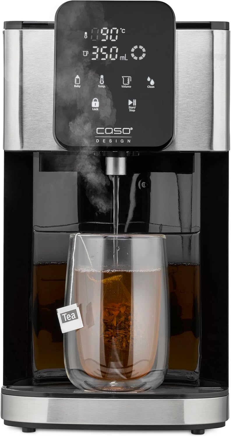 CASO HW 1660 Turbo Hot Water Dispenser, Hot Water in a Few Seconds (40-100°C), 2600 Watt, Extra Large 4 Liter Water Tank, Direct Selection Button for Baby Food (37°C), Energy Saving