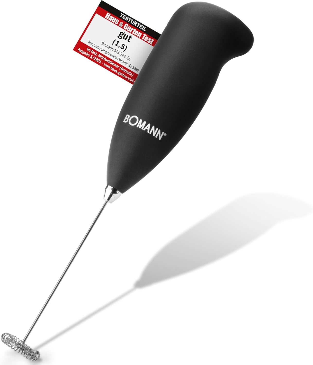 Bomann® MS 344 CB Electric Milk Frother | Mixer for Milk Foam in Seconds | Milk Frother with Soft Touch Housing | Milk Frother Rod with Stainless Steel - Foam Beater