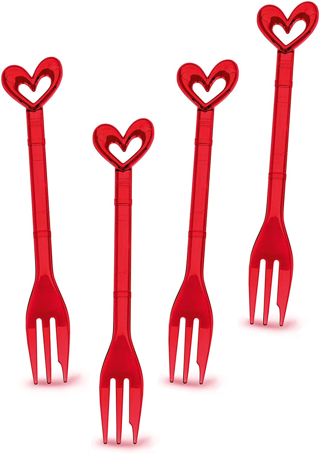 koziol Susi Cake Forks, Set of 4, Plastic, Transparent Red, 1.1 x 3 x 15.8 cm
