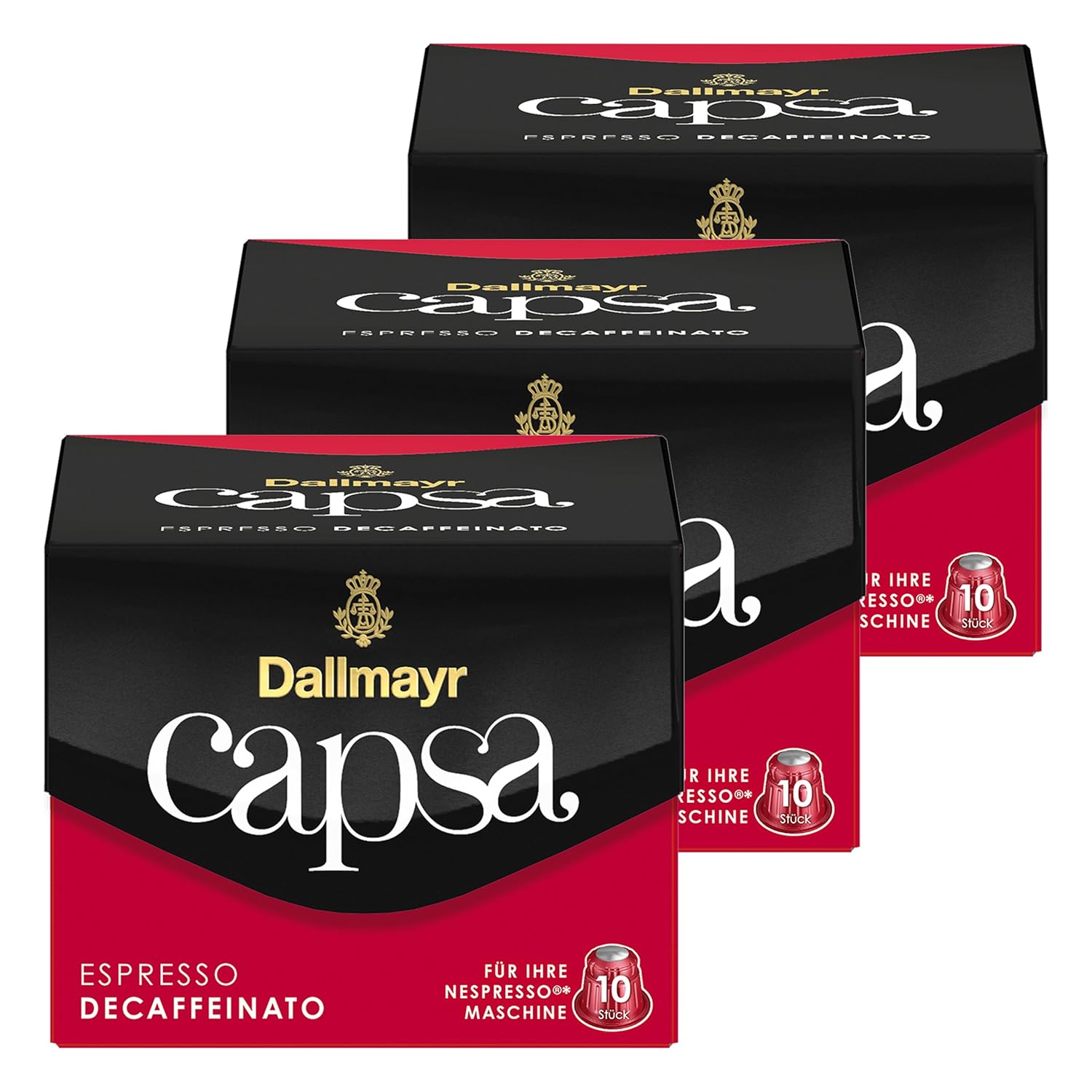 Dallmayr Capsa Espresso Decaffeinato, Nespresso Compatible Capsule, Coffee Capsule, Espresso Capsule, Roasted Coffee, 30 Capsules