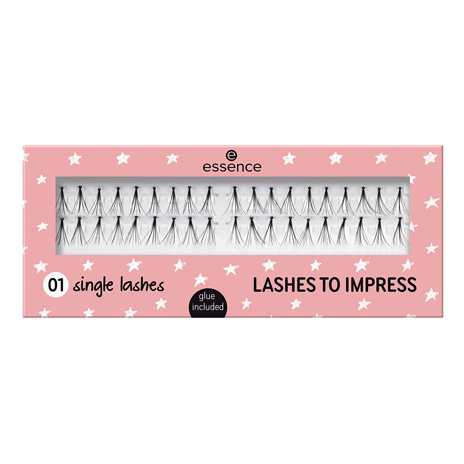 essence cosmetics essence LASHES TO IMPRESS False Lashes with Glue, No. 01 Single Lashes Black, Defining, Extended, Vegan, Complies with Our Clean Beauty Standard (40 Pieces), ‎01