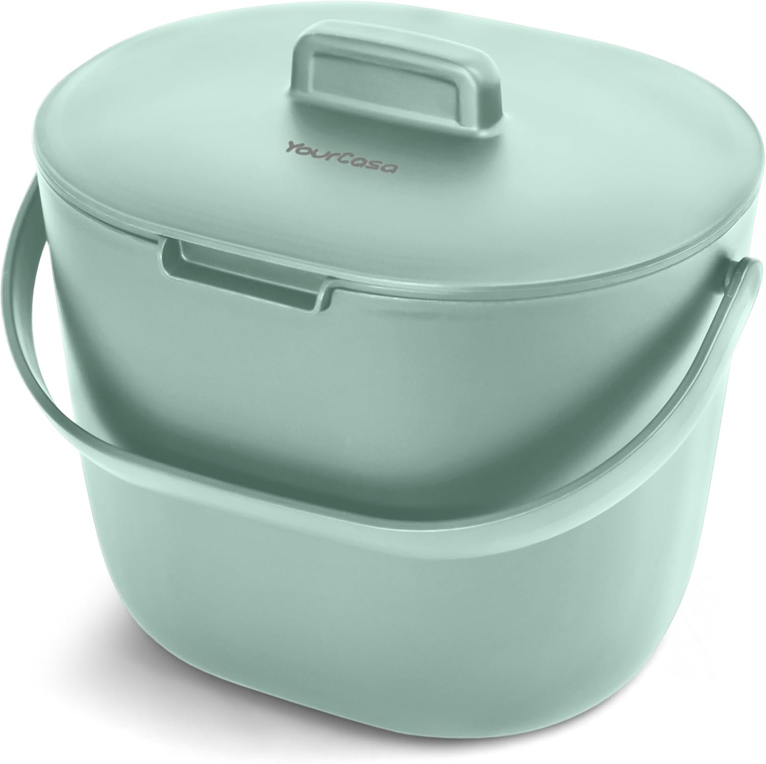 YourCasa Organic Kitchen Waste Bin, 6 L, Compost Bin for Everyday Organic Waste Container, Dishwasher Safe, Odor-Proof with Strainer and Ergonomic Handle, Organic Rubbish Bin, Small Composter,