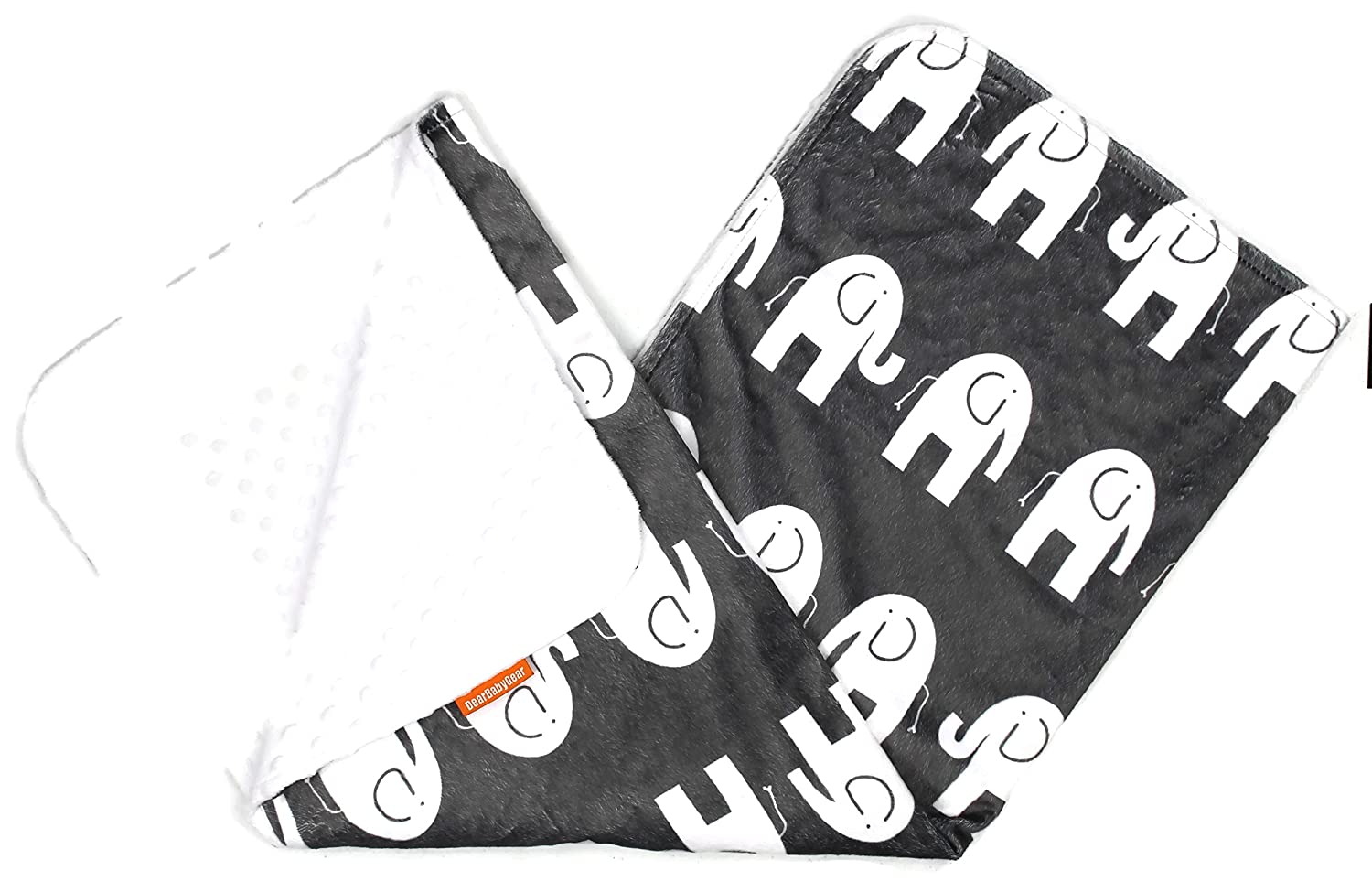 Dear Baby Gear Deluxe Minky Print White Elephant Lavender Minky Dot Car Seat Canopy
