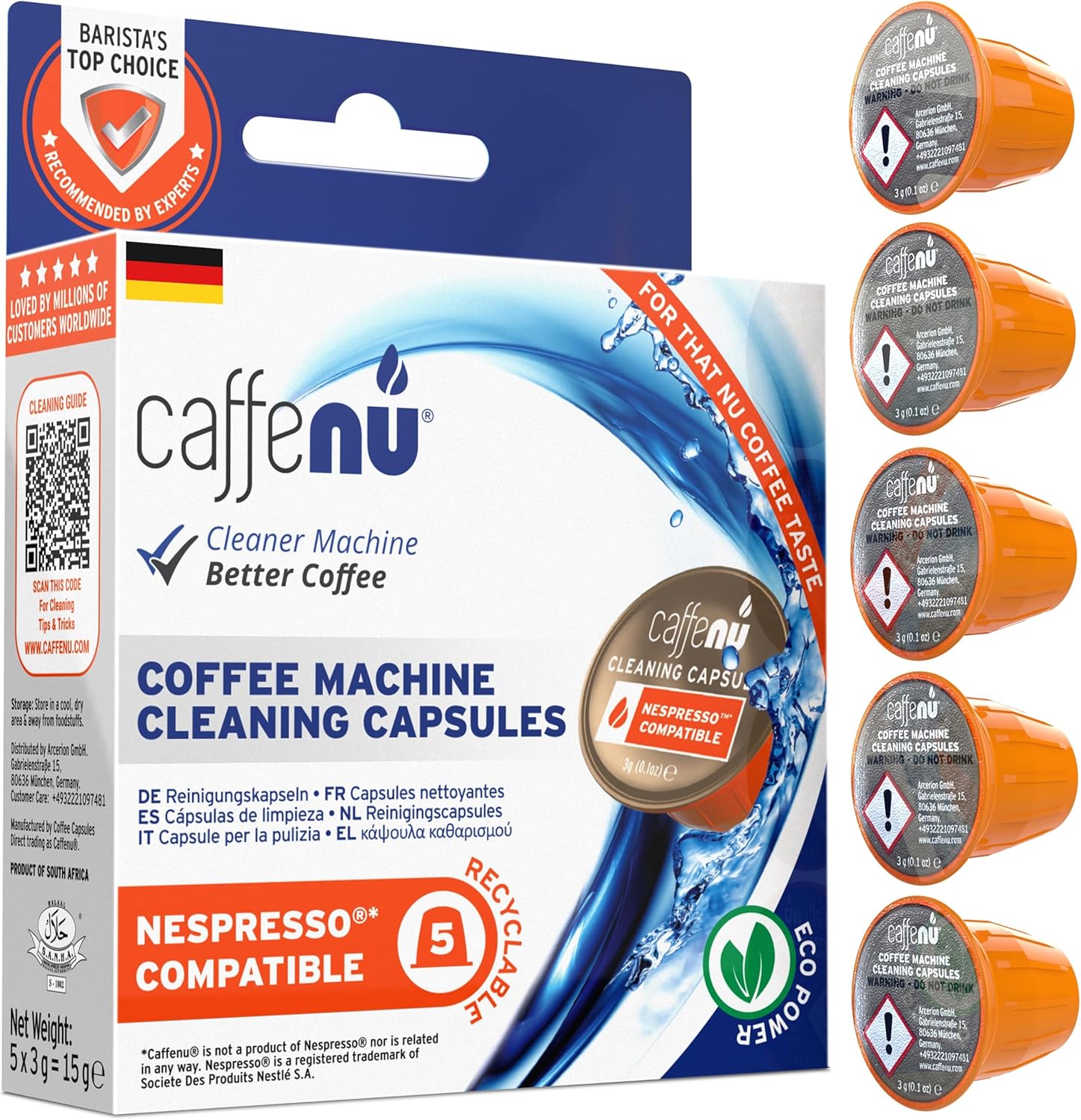 Caffenu Caff Eenu Compatible Black Cleaning Capsules for Nespresso® * Machine