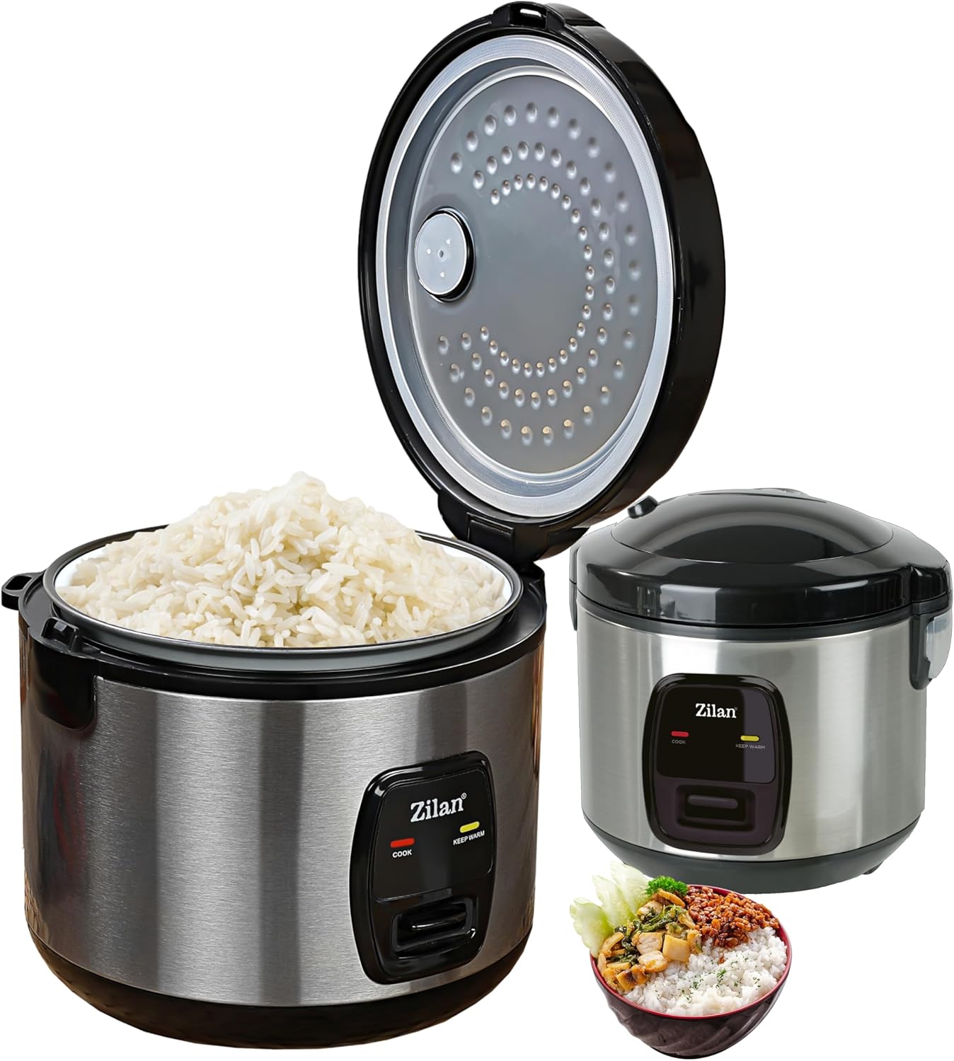 Zilan Rice Cooker 1.5 Liter Multi Cooker Aluminum 500 Watt Automatic Shut-Off Function Steam Cooker Insert Rice Cooking Pot Measuring Cup Warming Function Inner Pot Rice Cooker