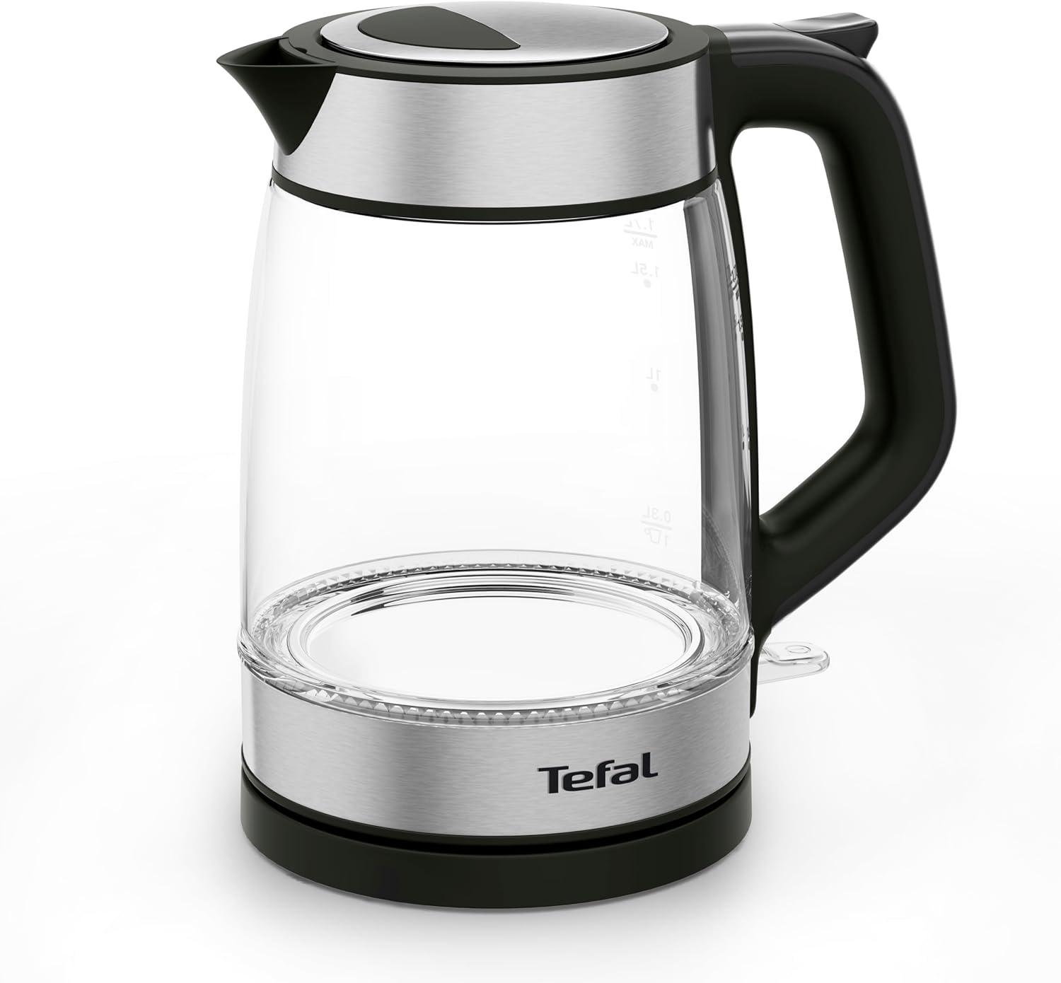 Tefal KI6058 Glass Kettle Kettle Measuring Strips 1.7 Liter Capacity Easy to Clean Black