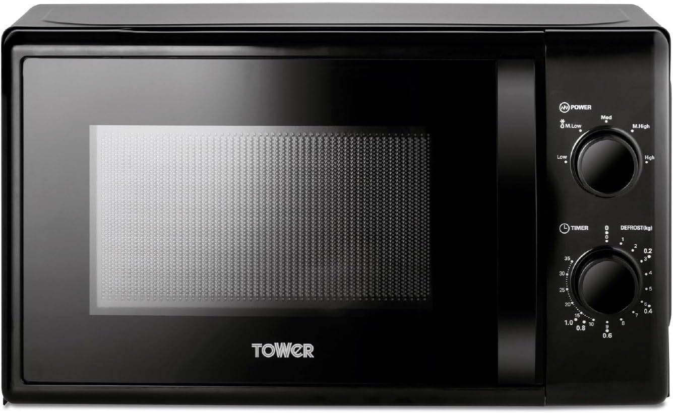 Tower T24034BLK 20 Liter 700W Manual Microwave with 5 Power Levels and a 35 Minute Timer - Microwave Black