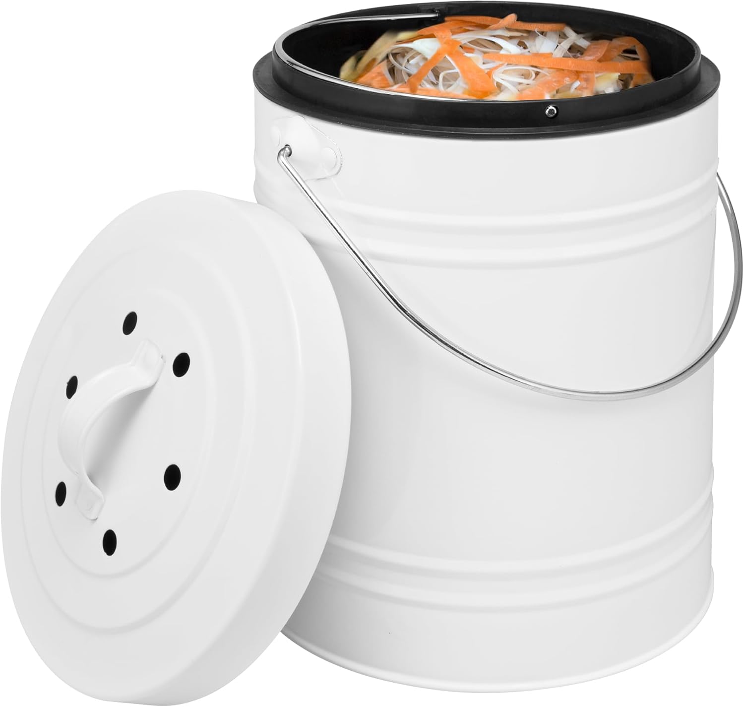 bremermann Compost Bin with 5 Liter Inner Bucket Activated Carbon Filter Organic Waste Bin White