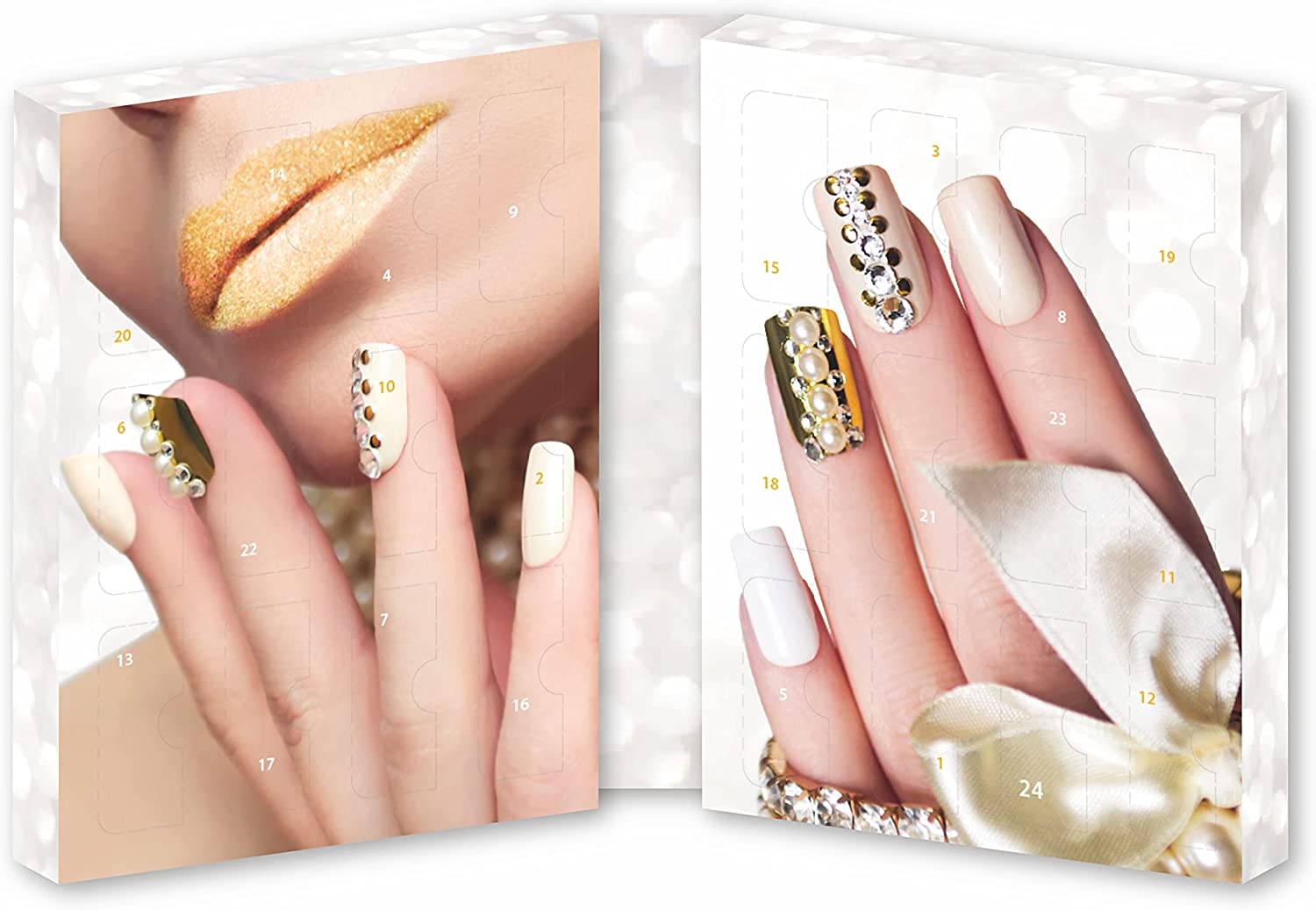 2K Marketing Adventskalender Advent Calendar Nagellack Nail Art 24 Nagellacke Damen Mädchen MakeUp, ‎weiß