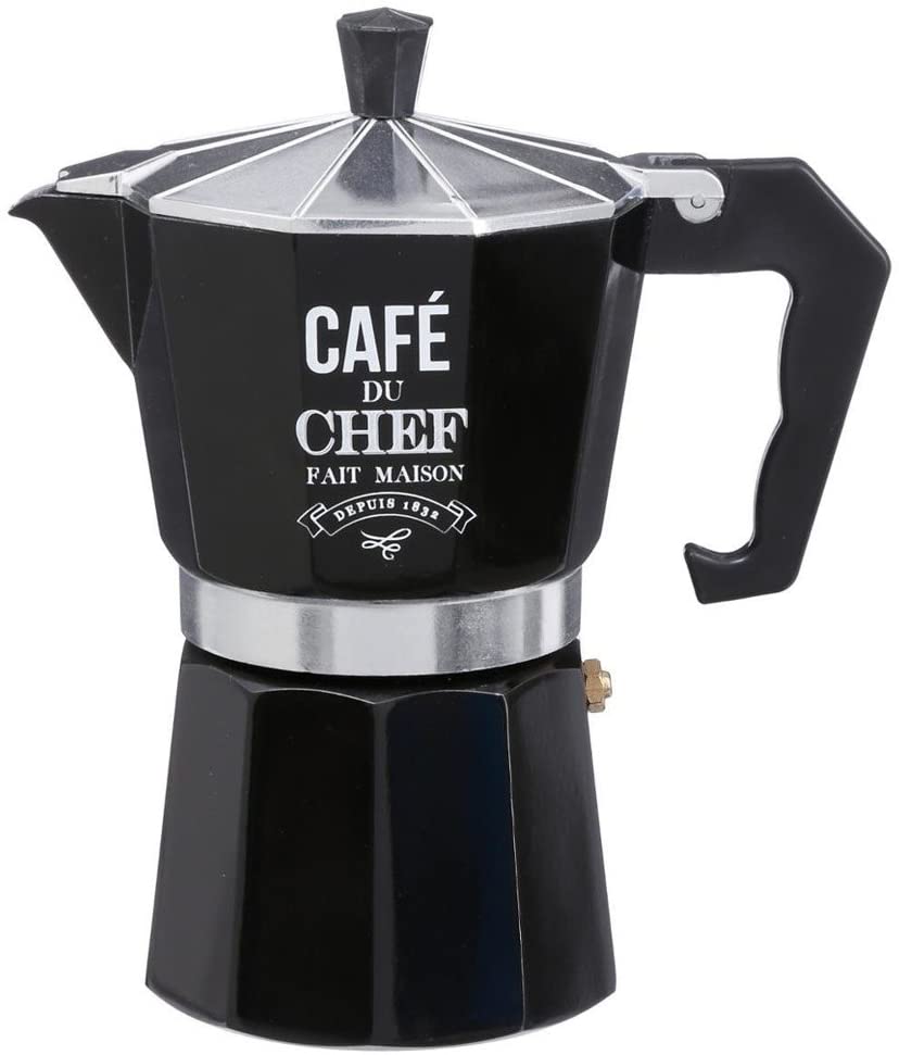 SECRET DE GOURMET Espresso Coffee Brewer Black Italian Coffee Pot Aluminium Height 19 cm