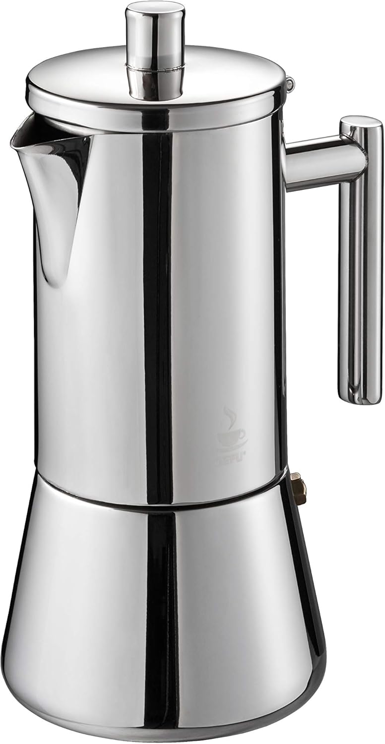 Gefu ge16380 4 Cup Espresso Maker, Stainless Steel, Stainless Steel, 20 x 13.5 x 9.5 cm