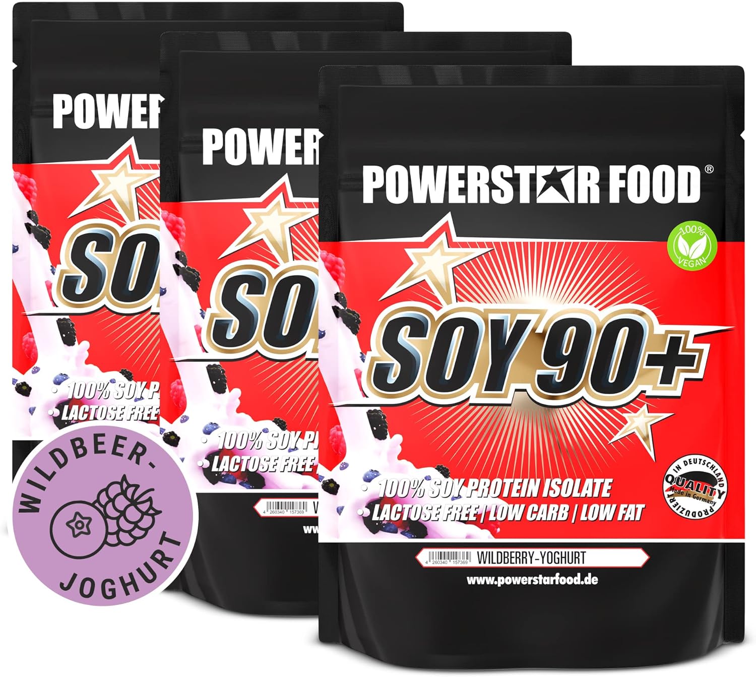 POWERSTAR FOOD Store Incomparable Superb Flavour, Pure Vegan Soy Protein Isolate, Soy 90+, Instantized, Non-GMO and Plant Estrogen Free. 1000 g) Powder, , , 3000g
