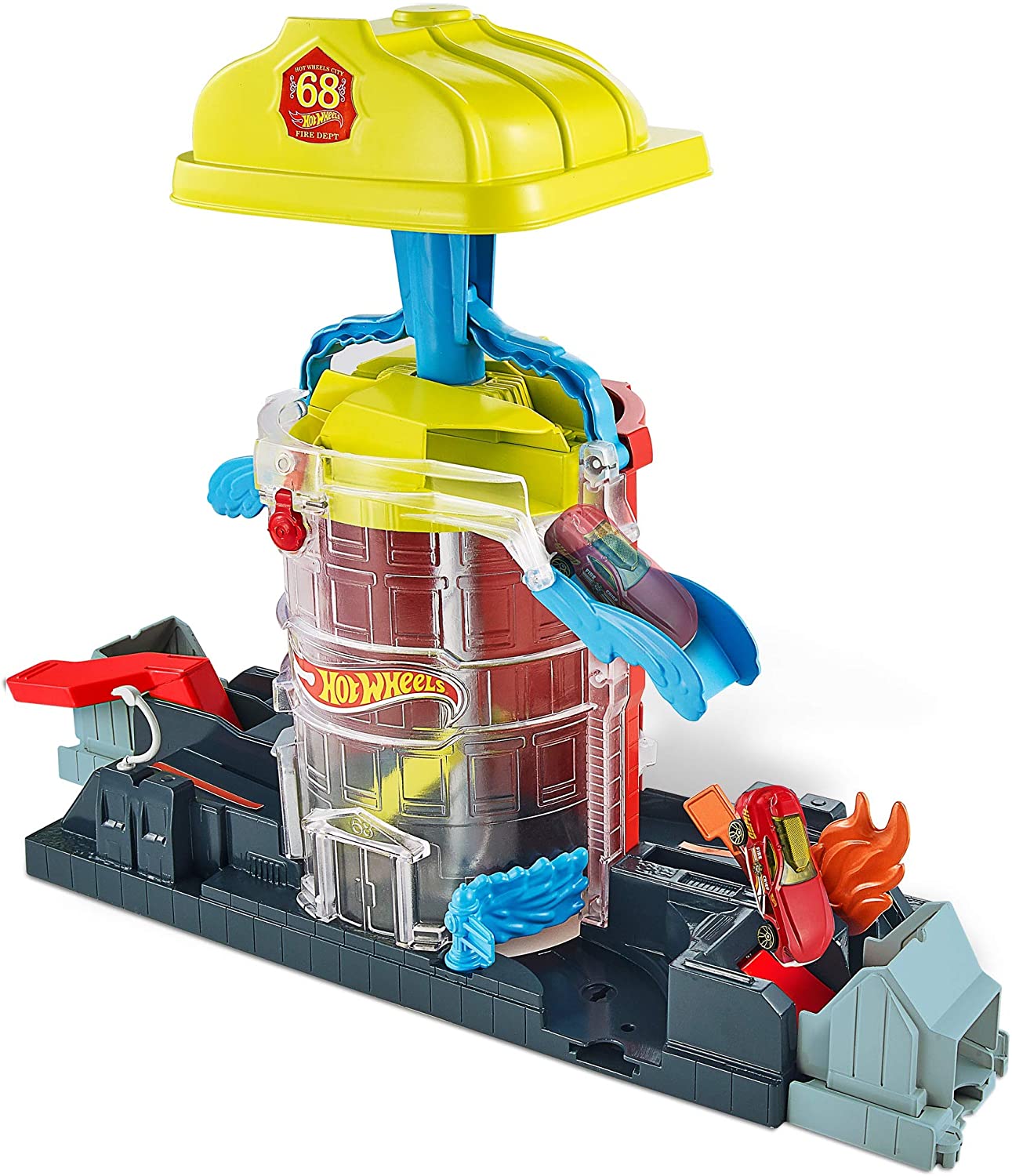 Hot Wheels Gjl06 - City Fire Brigade Centre Playset With 1 Hot Wheels Vehic