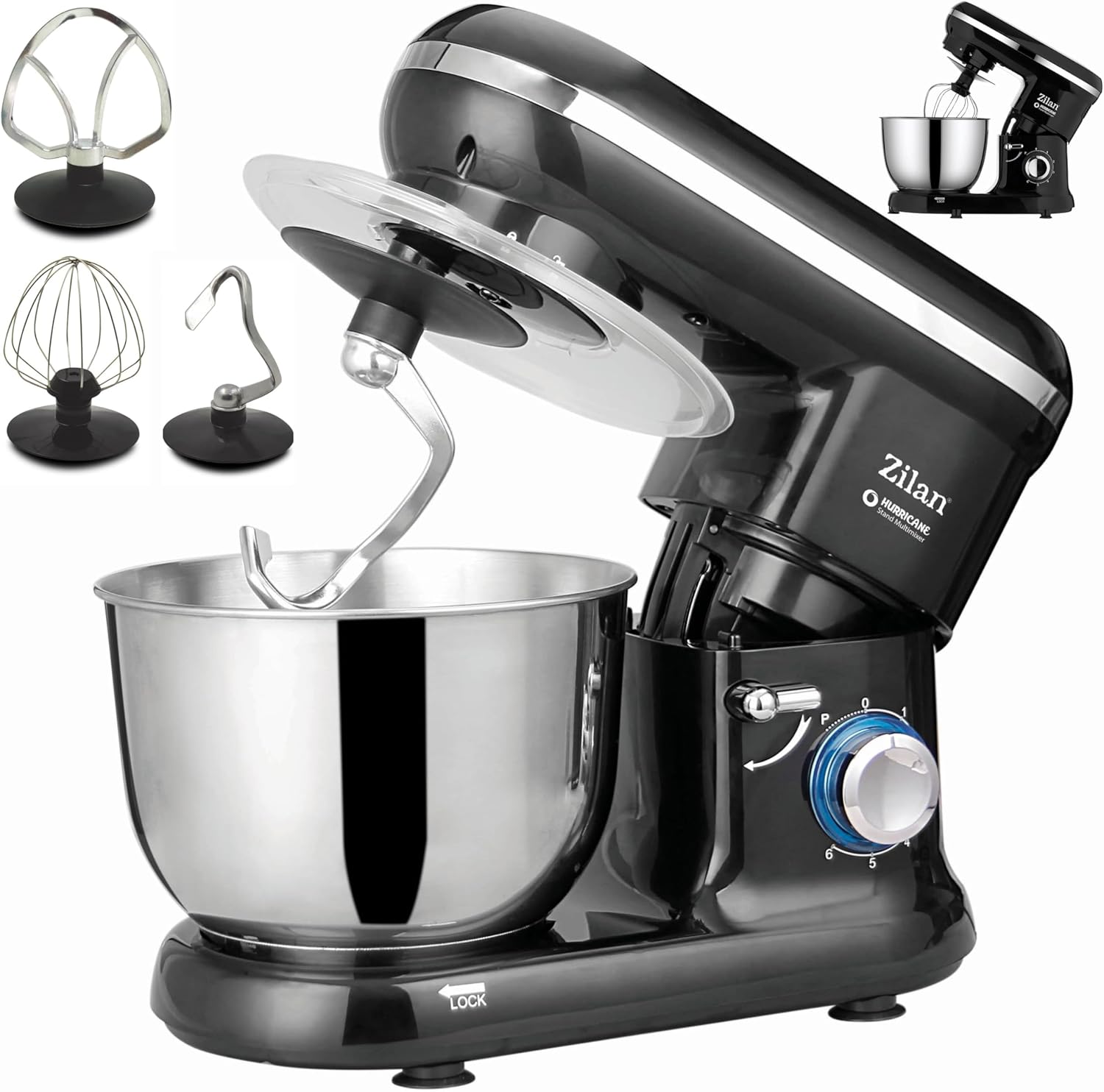 Electric Food Processor Mixers & Mixers Kneading Machine for Baking Dough Machine Whisk Stirring & Dough Hook Dough Kneader Multifunctional Mixing Machine with Mixer Pulse Function 4.5 Liters