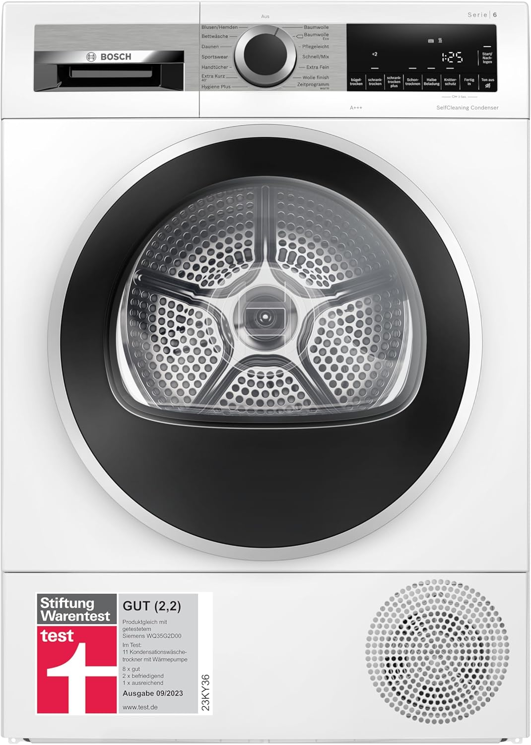 Bosch Series 6 WQG235D00 Heat Pump Dryer for 8 kg of Laundry, A+++, 176 kWh/Year, AutoDry, Anti Vibration Design, Sensitive Drying System, Environmentally Friendly Coolant, White