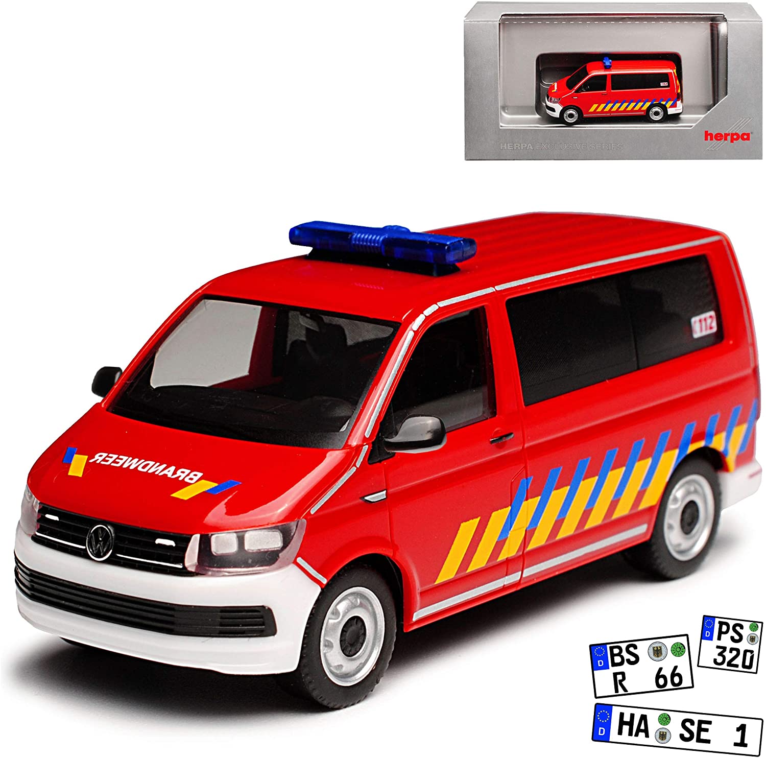 Herpa VW Volkswagen T6 Multivan Persons Transporter Fire Brigade Brandweer Belgium T