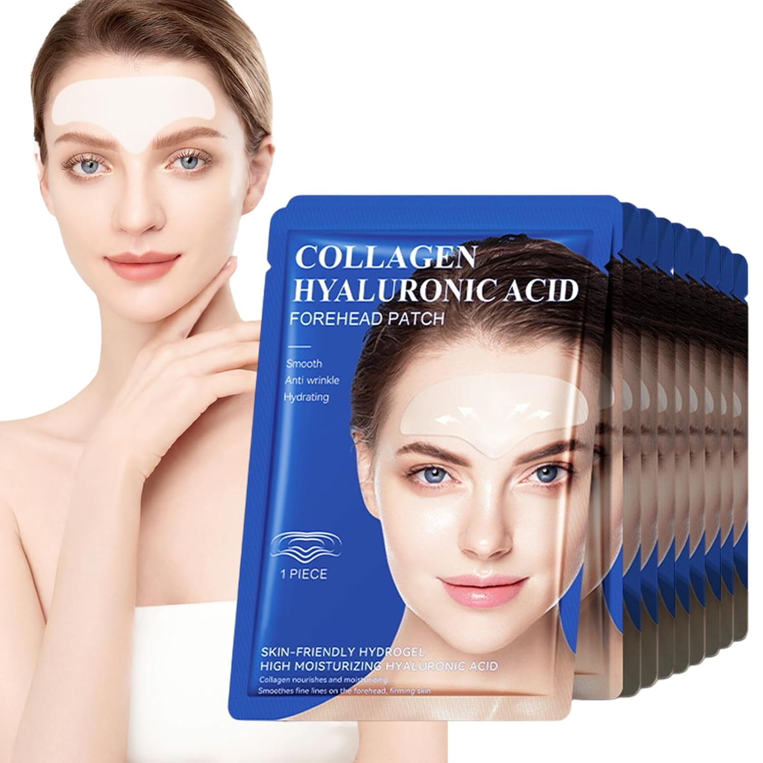 Thoquene Pack of 10 Anti-Wrinkle Plasters, Hydrogel Collagen Protein Wrinkle Patches, Forehead Pads Against Wrinkle