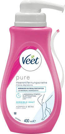 Veet hair removal cream body & legs pump dispenser sensitive, 400 ml