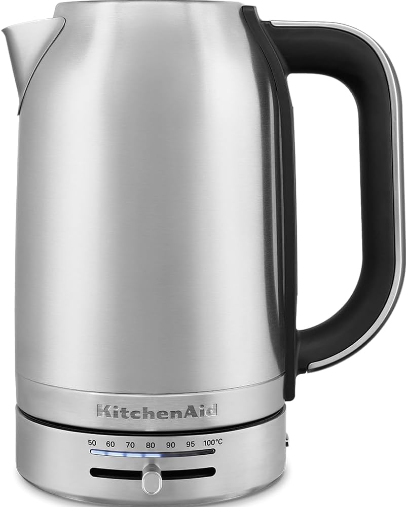 KitchenAid Kettle with Temperature Setting from 50 to 100 °C, Tea Maker with Temperature Display and Limescale Filter, 1.7 L, Electric 2400 Watt (Stainless Steel)