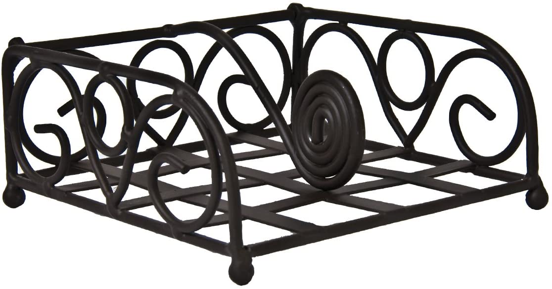 Varia Living Wales Napkin Dispenser Metal in Black Floral Design 6 cm x 14 cm x 14 cm Unusual Napkin Stand in Vintage Shabby Look