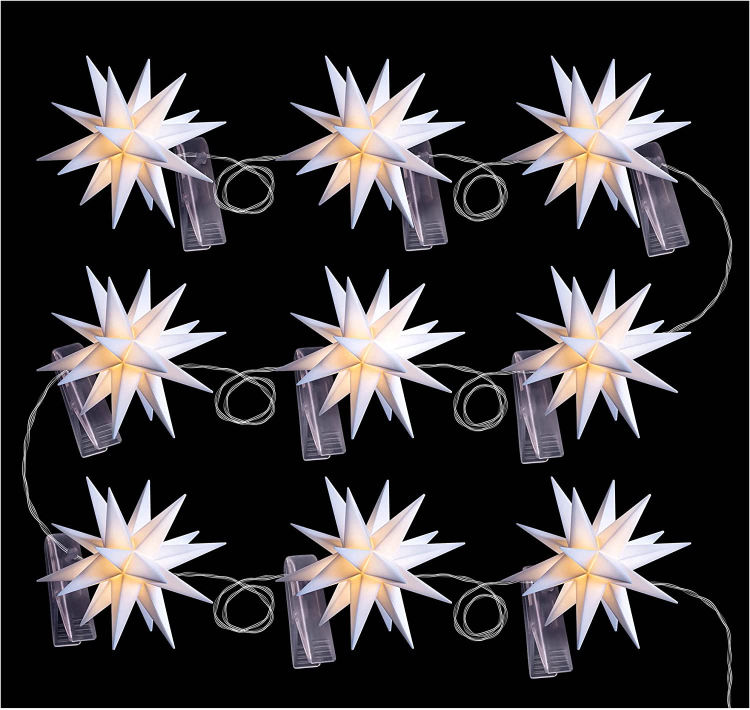 Novaliv Christmas Star Decorative Star 8 cm Stars 8 m Length 9 Star Chain W