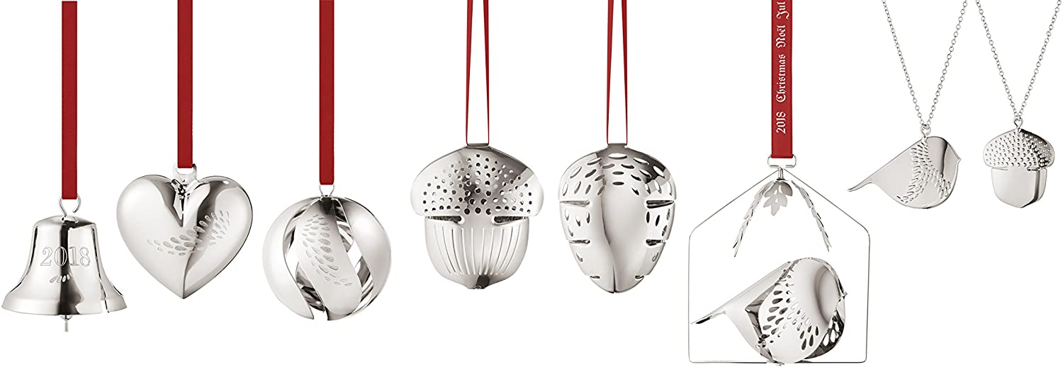 Georg Jensen Christmas Decoration Set, Palladium Plated Brass, Silver, One 