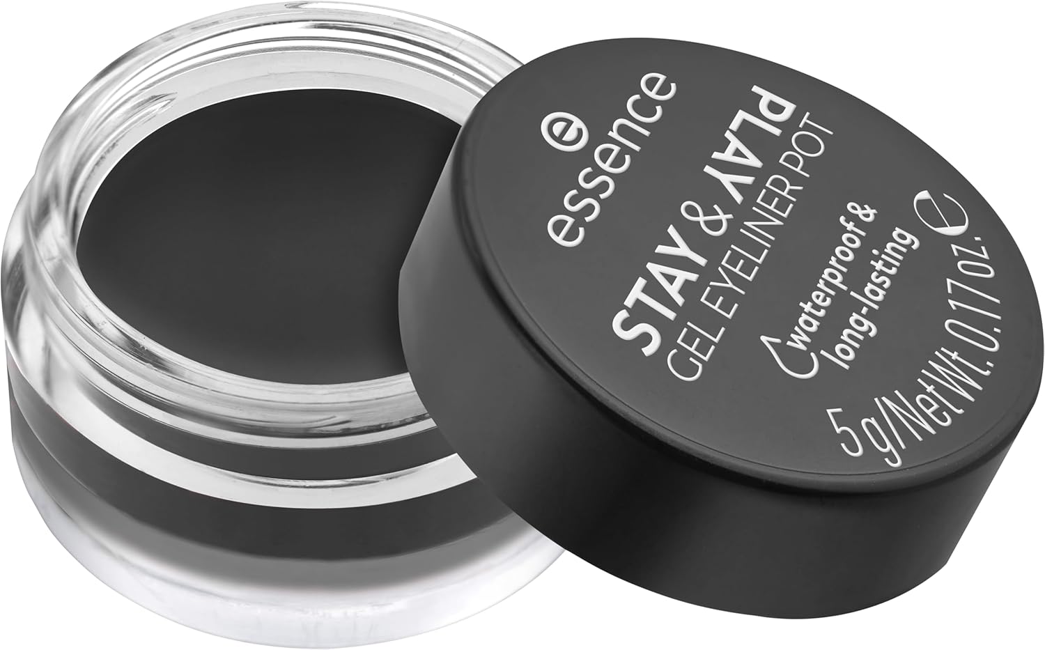 essence cosmetics Essence Stay & Play Gel Eyeliner Pot No. 01, Long-Lasting, Highly Pigmented, Smudge-Resistant, Color-Intensive, Matt, Vegan, Waterproof, No Microplastic Particles, Nanoparticles Free, Pack of 1 (5 g)