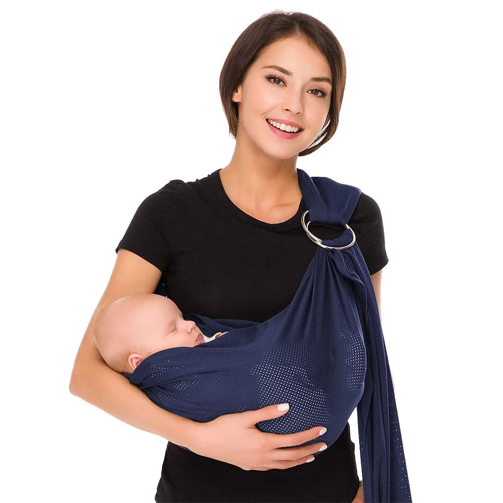CUBY Breathable Carrier Adjustable Ring Mesh Fabric Water Sling for Newborn Baby Ideal for Summers / Beach (Blue)