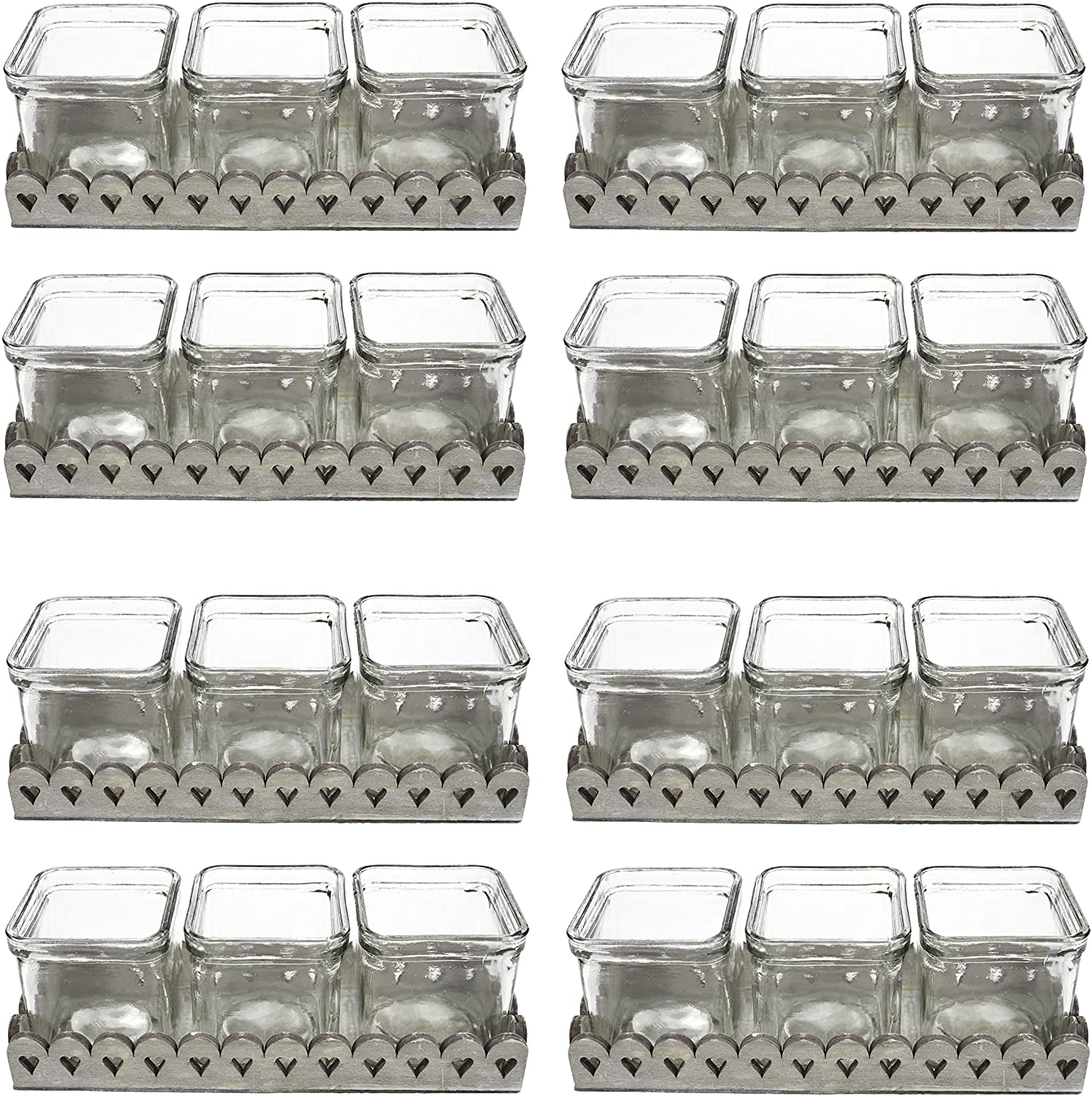 DARO DEKO Tea Light Holder for 3 Lights with Hearts Pack of 1
