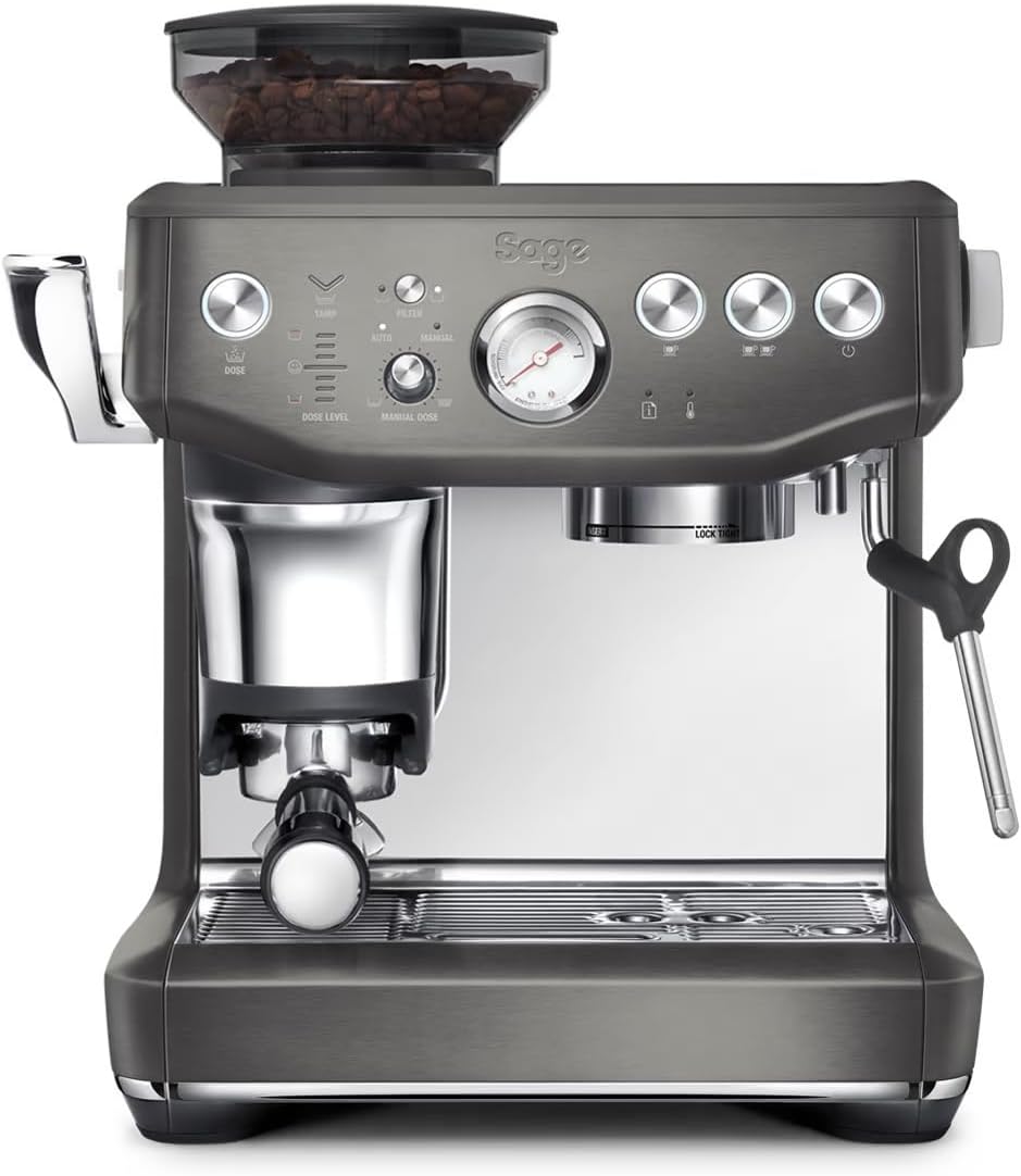 Sage - The Barista Express Impress - Coffee Machine with Manual Milk Frother & Integrated Grinder - Intelligent Dosage, 25 Grinding Settings - Black Stainless Steel