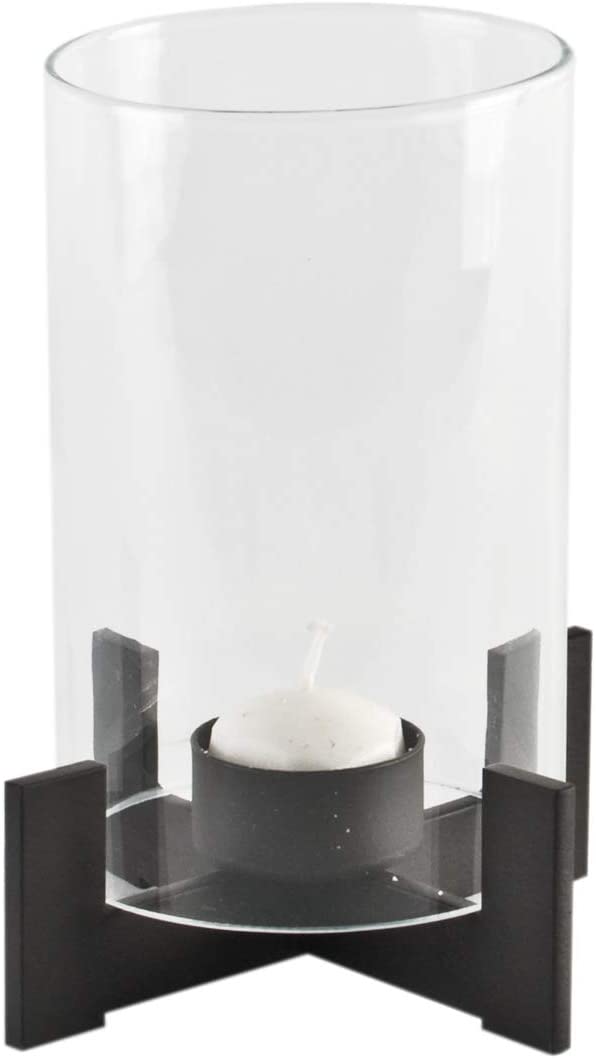 Varia Living \'Tea Light Holder Cable, Metal with Glass Cylinder Wind Shield | Timeless Design Modern and Classic | Height 16 cm x D 14 cm
