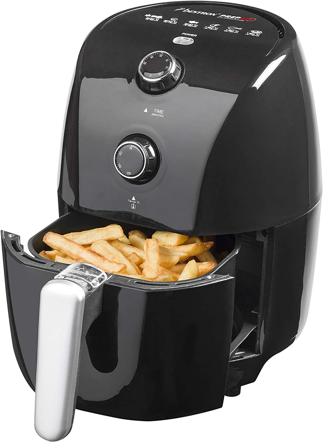 Bestron AAF300 Hot Air Fryer, PrepAir Technology, Automatic Shut-Off, 1.5 Litre, 900 Watt, Black