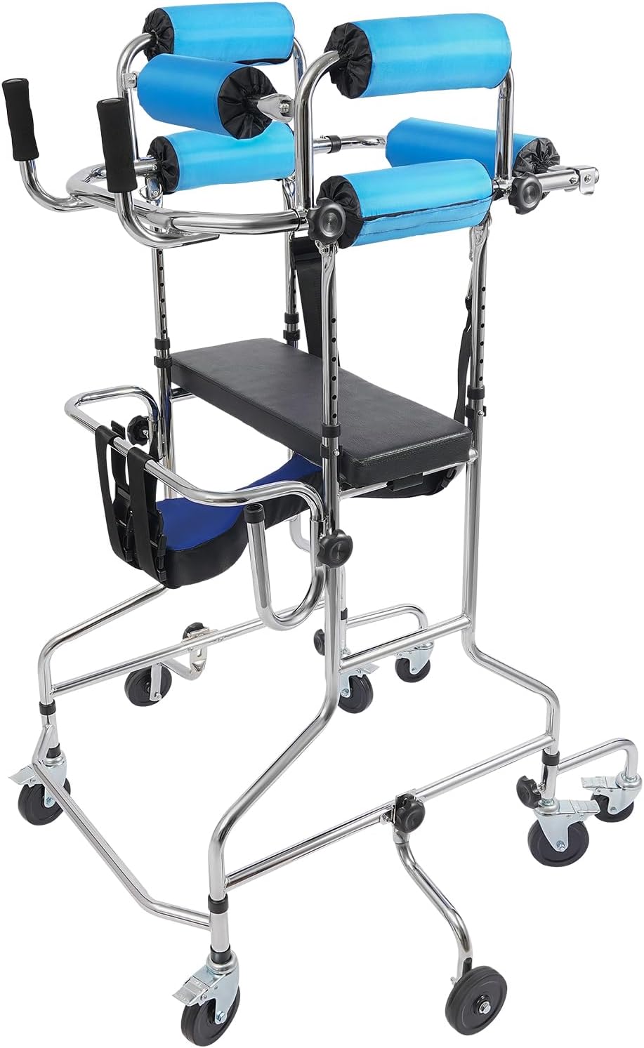YyanLAK Rollator Foldable and Lightweight with Seat, 92 x 64 x 140 cm Rollator with Pneumatic Tyres, Walker for Adults, Walking Aid, Standing Rollator Can Be Used in Homes, Upscale Apartments, Nursing Homes