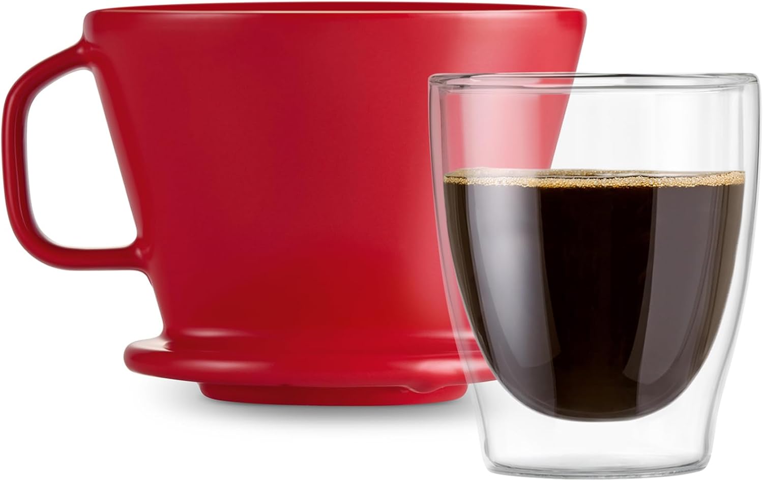 Tchibo Hand Infusion, Filter Size 2, Coffee Filter, Hand Filter, Dishwasher Safe, Ceramic, Red
