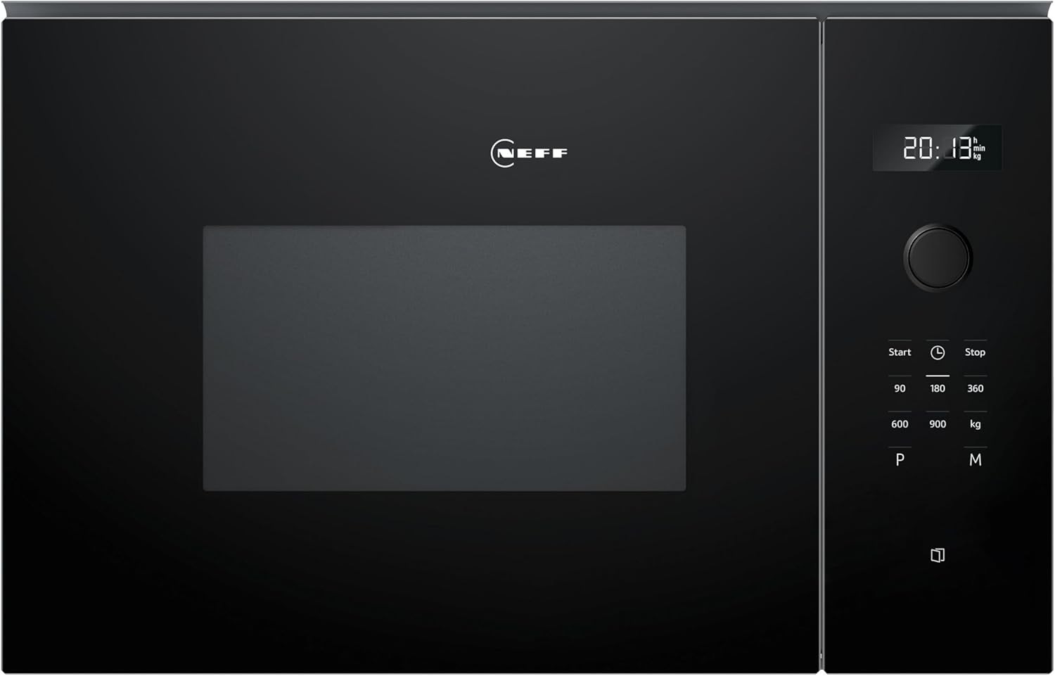 Neff Store Neff N 50, HLAWD53K0, Built-in Microwave, 59 x 38 cm, Easy Clean for Quick Cleaning, LED Display, 1-Touch Buttons, Automatic Programs, LED Interior Lighting, 31.5 cm Turntable, Black