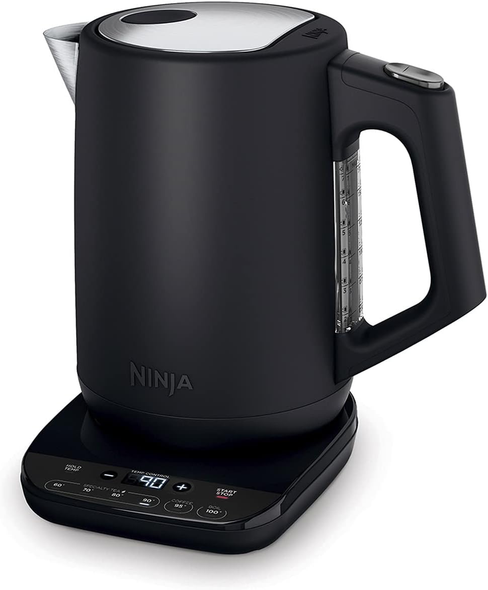 Ninja Perfect Temperature Kettle 1.7L with Temperature Control, LED Display, Easy to Use Kettle with Fast Boiling and Temperature Retention, Matte Black, KT200UK