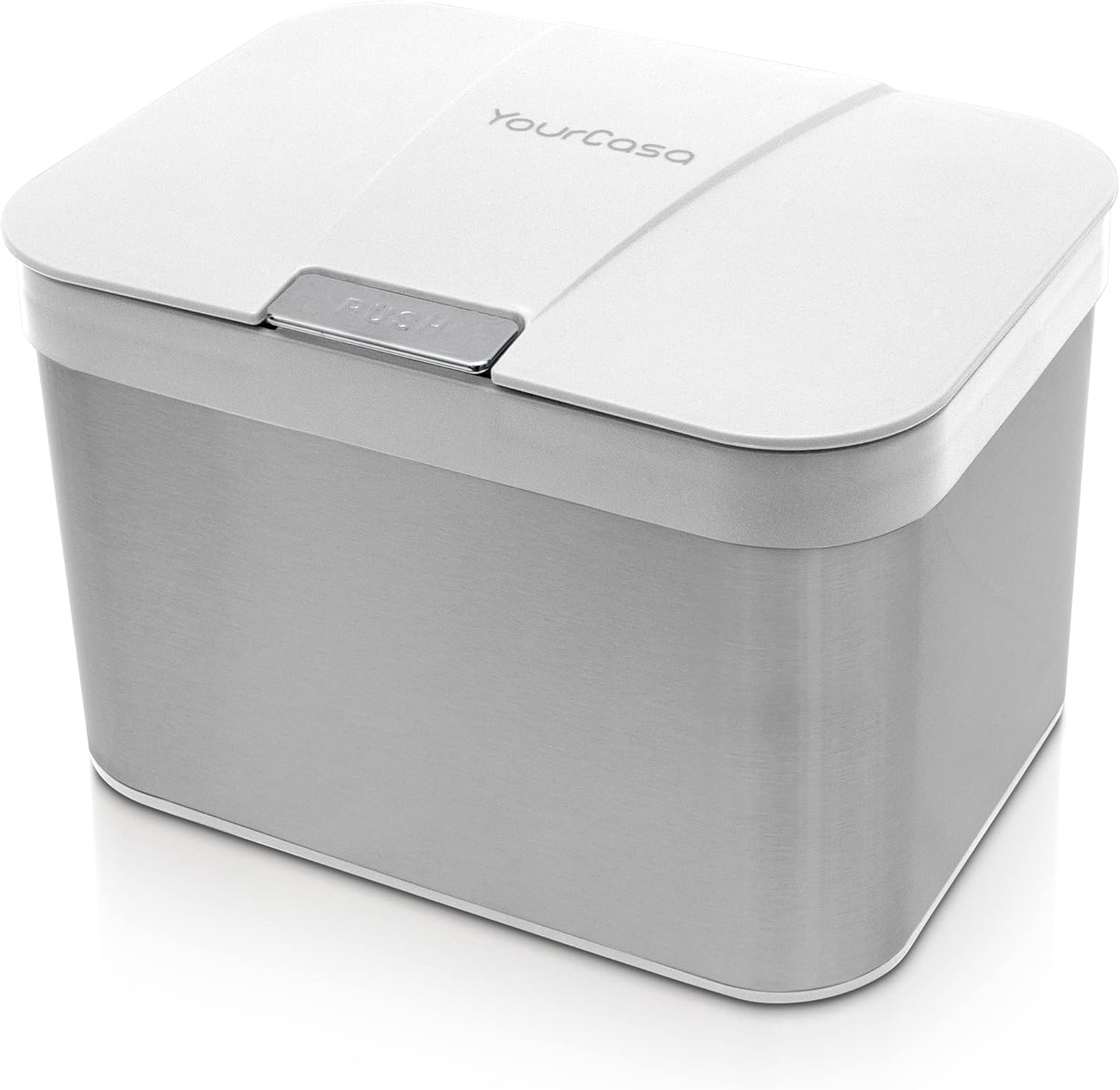 YourCasa Organic Kitchen Waste Bin, 4.3 L, Made of Stainless Steel, Odour-Proof Organic Bin with Lid and Dishwasher-Safe Inner Insert, High-Quality Compost Bin & Organic Waste Container, Small (White)